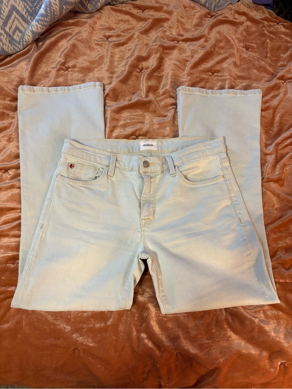 Hudson Natalie Mid Rise Light Mint Green Ankle Jeans Stretch